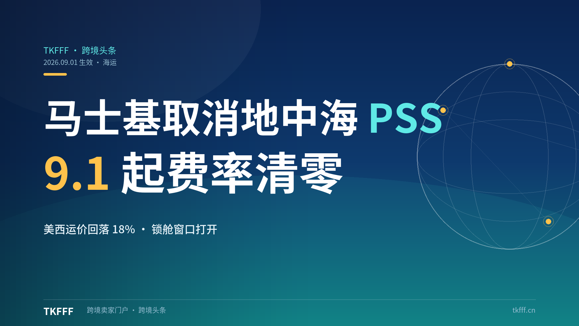 马士基 9 月 1 日取消地中海旺季附加费（PSS）：美西运价回落 18%，锁舱窗口打开
