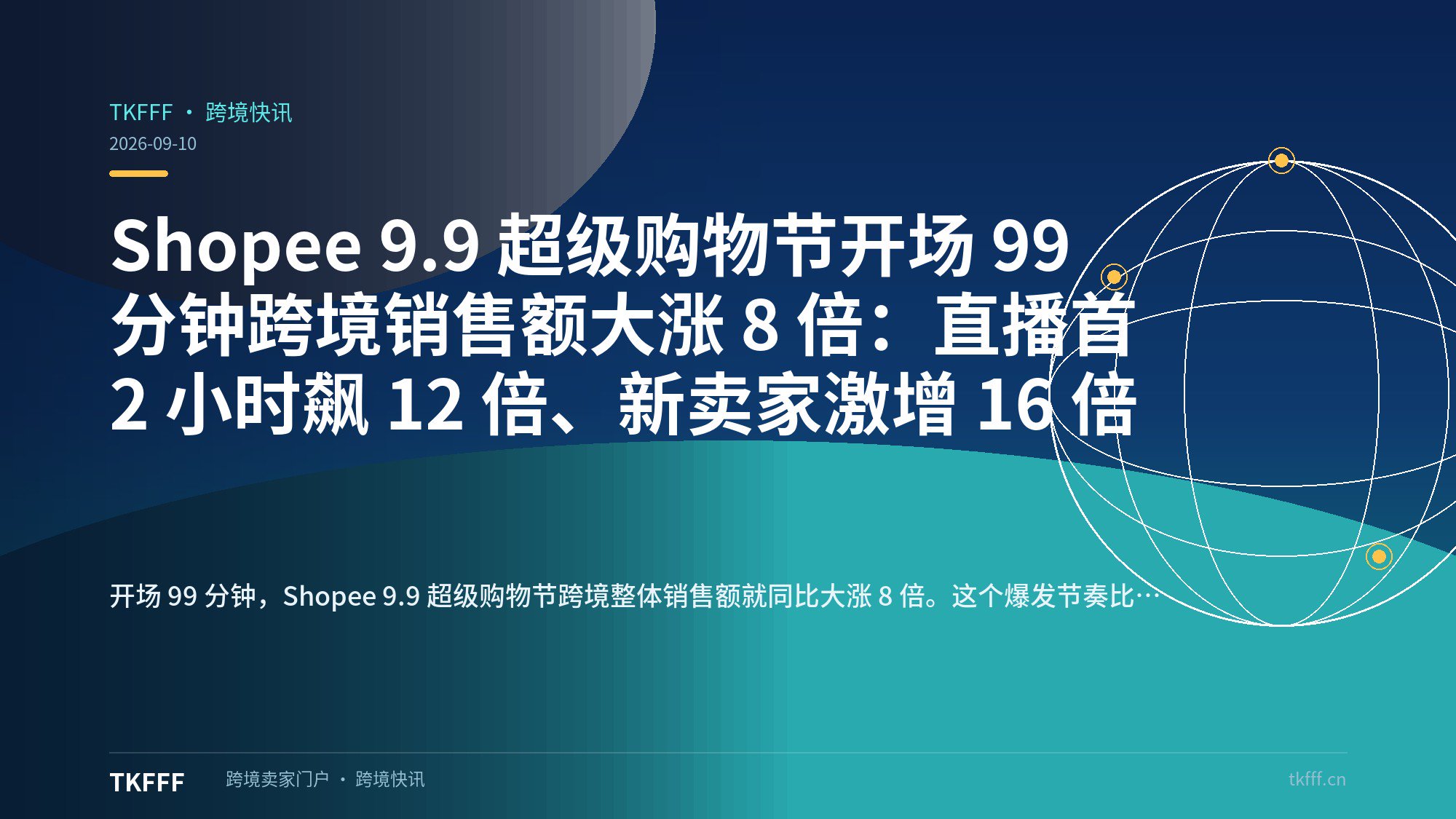 Shopee 9.9 超级购物节开场 99 分钟跨境销售额大涨 8 倍：直播首 2 小时飙 12 倍、新卖家激增 16 倍