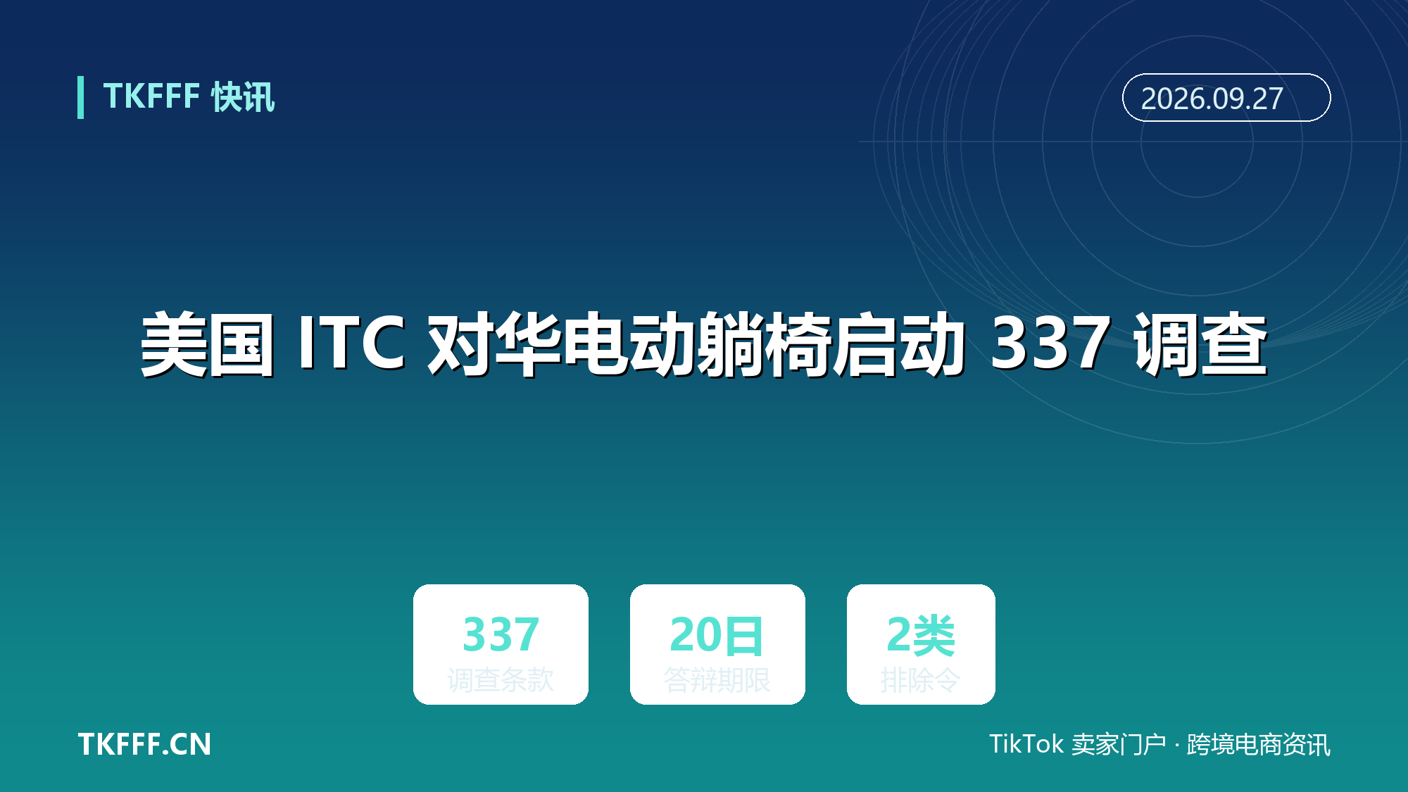 美国 ITC 对华电动躺椅启动 337 调查：多家中国企业列名，缺席判决与排除令风险倒计时