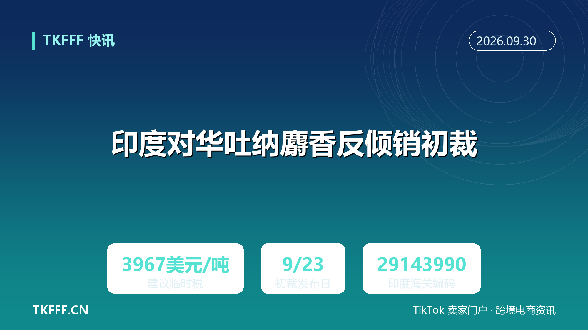 印度对华吐纳麝香反倾销初裁：9 月 23 日建议临时税 3967 美元/吨，日化香精类目出口需重算报价