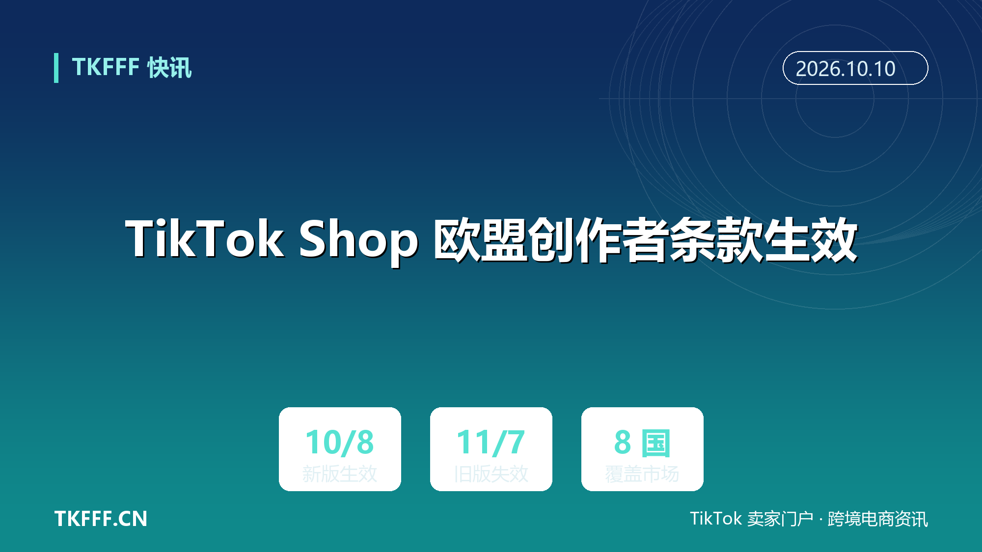 TikTok Shop 欧盟创作者条款 10 月 8 日生效：8 国创作者须迁新版，旧版 11 月 7 日失效