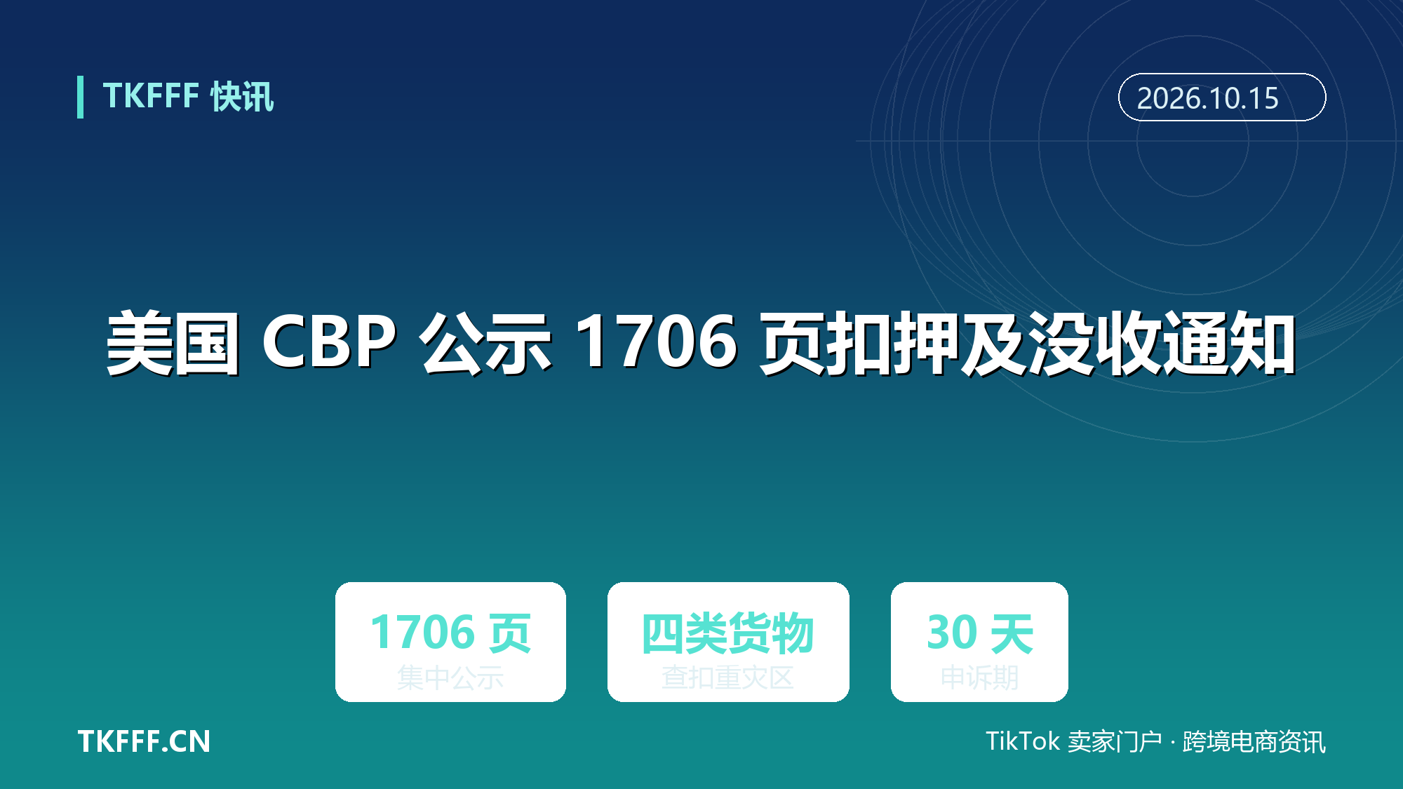美国 CBP 公示 1706 页扣押及没收通知：四类货物成重灾区