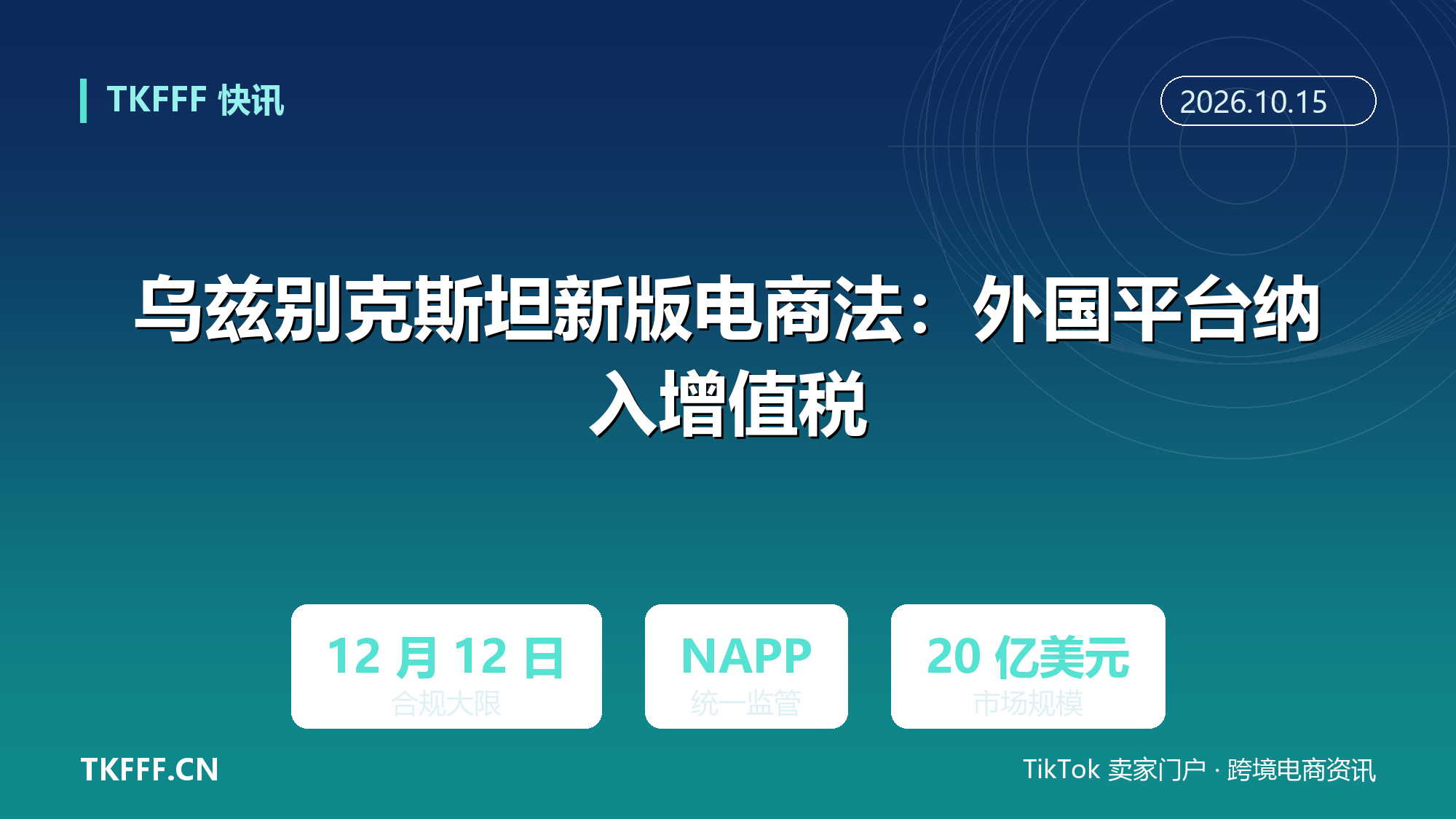 乌兹别克斯坦新版电商法落地：外国平台纳入增值税征管，12 月 12 日为合规大限
