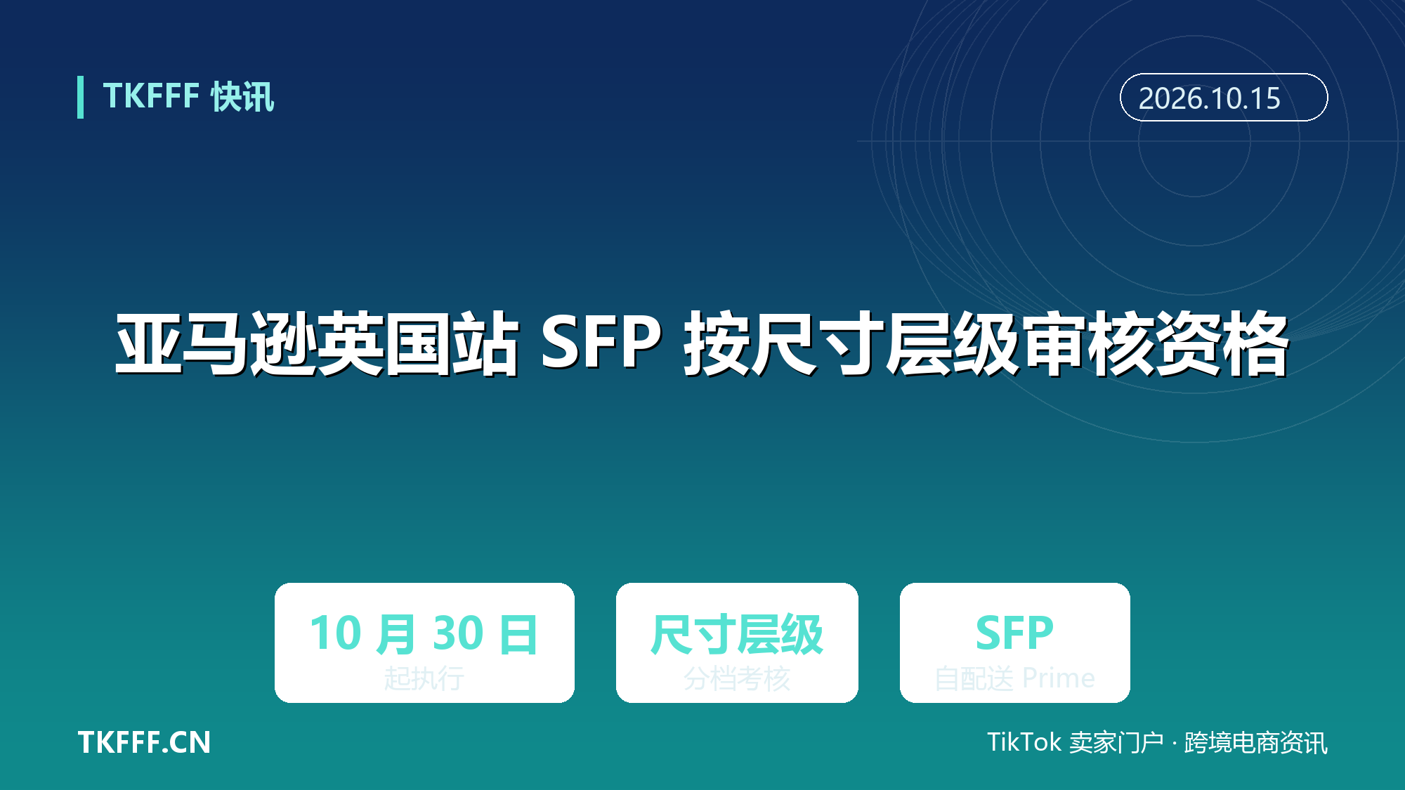 亚马逊英国站 Seller Fulfilled Prime 10 月 30 日起按尺寸层级审核资格